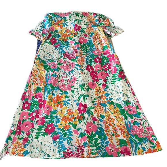 Vintage 60s Chiha Floral Midi Dress Short Sleeve Scallop Trim Pink Green Size S - Picture 8 of 9